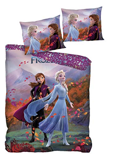 AYMAX S.P.R.L. Frozen 2 Kinder Bettwäsche Set Bettbezug 140 x 200 cm + Kissenbezug 63x63 cm von Aymax