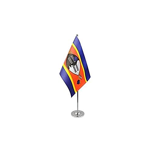 PRESTIGE TISCHFLAGGE SWASILAND 22x15cm metall - KÖNIGREICH SWASILAND TISCHFAHNE 15 x 22 cm - flaggen AZ FLAG von AZ FLAG