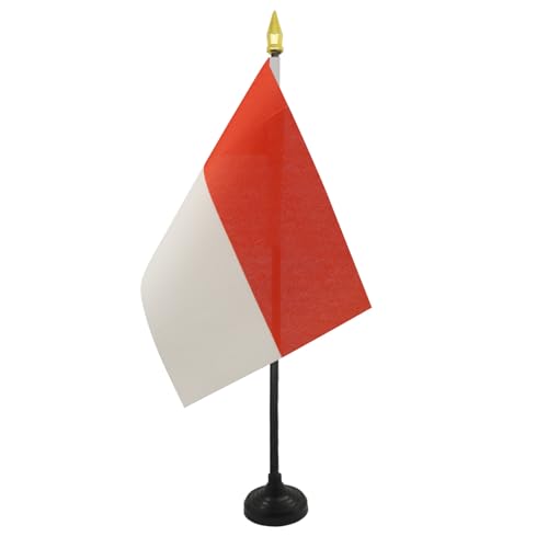 AZ FLAG TISCHFLAGGE Monaco 15x10cm goldene splitze - MONEGASSISCHE TISCHFAHNE 10 x 15 cm - flaggen von AZ FLAG