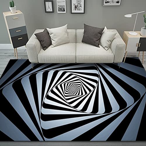 AZZRRO Kreativer Illusions-Teppich, 140x100cm Abstrakter geometrischer optischer Teppich, 3D-Trap-Effekt-Wirbel-Bodenmatte, Anti-Rutsch-Vlies Fußmatte für Zimmer von AZZRRO