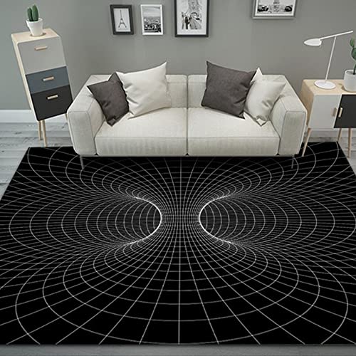 AZZRRO Rechteckiger Vision Geometric Area Teppich 200x140cm Wohnzimmer Schlafzimmer Couchtischmatte Stereoskopischer 3D-Illusionsteppich Wohnaccessoires & Deko von AZZRRO