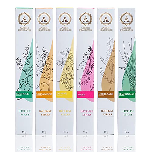 AAKRITI Incense Natural Masala Incense Sticks,Assorted Pack of six (Set 2) von Aakriti Gallery