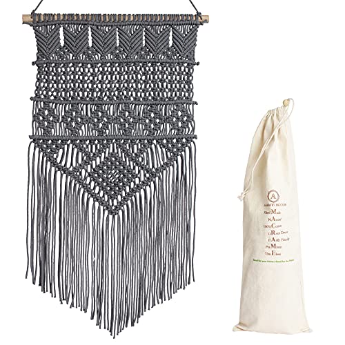 Aakriti Galerie Handgemachte Macrame Hanging Tapestry- Hand gewebt, Boho Chic Bohemian Wand-Deko für Wohnzimmer, Wohnkultur (L 71 x B 40 cm) von Aakriti Gallery