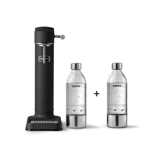 Aarke Carbonator 3, Wassersprudler aus Edelstahl mit 2 x BPA-frei Flaschen, Mattschwarz Finish von aarke