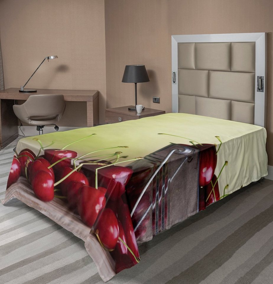 Betttuch weiches bequemes oberes Bettlaken dekoratives Bett 1 Stück, Abakuhaus, Land Kirschen Eimer auf Ombre von Abakuhaus