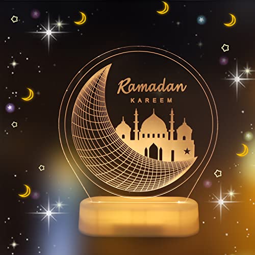 Abnaok Ramadan LED DIY Lampe, Eid Ramadan Dekorative Fee Licht, Mubarak Ramadan LED Lampe, Muslim Nachtlicht, Ramadan Geschenke Handwerk Dekoration Für Festival, Party von Abnaok