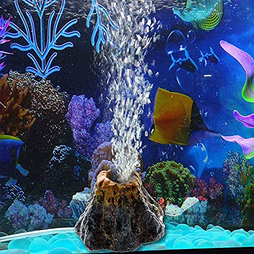 Abnaok Vulkan Aquarium Dekoration, Aquarium Vulkan Aquarium Sprudler Aquarium Zubehoer Deko mit Luftblase Stein for Fisch Tank Ornament Dekoration von Abnaok