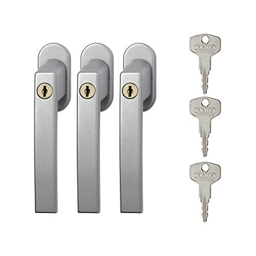 ABUS Abschließbarer Fenstergriff FG210 AB210 - 3er Set - Fensterknauf mit Druckzylinder, gleichschließend - ABUS-Sicherheitslevel 3 - 59488 - Silber von ABUS