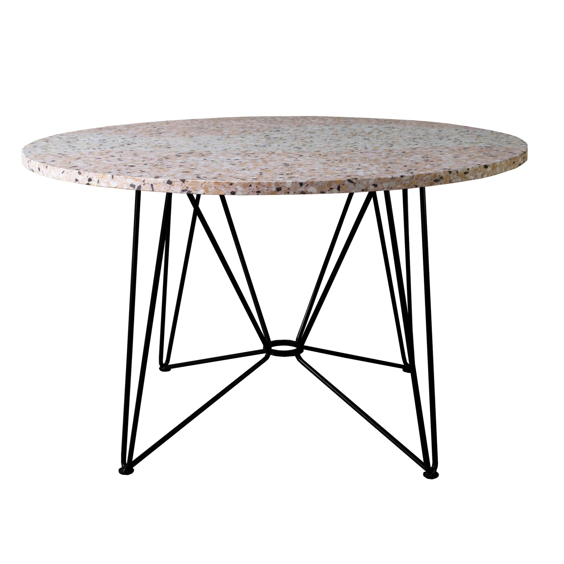 Acapulco Design - The Ring Table Esstisch Terrazzo Ø120cm - terrazzo , schwarz/Tischplatte Furnier/Gestell Stahl pulverbeschichtet/HxØ 74x120cm von Acapulco Design