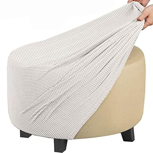 Acdler Runde Stretch-Ottomanenbezug, Mit Elastischer Unterseite Fußhocker-Überzug Fußhocker-Überzug, Luxuriöser Samt-Pouf-Überzug Für Wohnzimmer (Color : A17, Size : 50-58CM) von Acdler