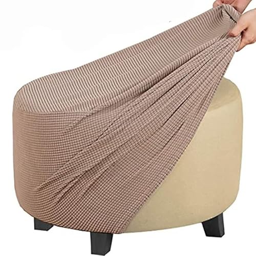 Acdler Runde Stretch-Ottomanenbezug, Mit Elastischer Unterseite Fußhocker-Überzug Fußhocker-Überzug, Luxuriöser Samt-Pouf-Überzug Für Wohnzimmer (Color : A23, Size : 50-58CM) von Acdler