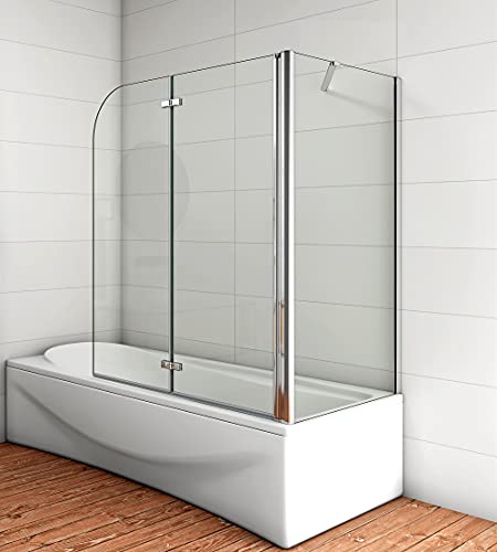 Acezanble Badewannenaufsatz 120x70cm Eck Duschwand Badewanne 2-tlg.Faltwand H140cm von Acezanble