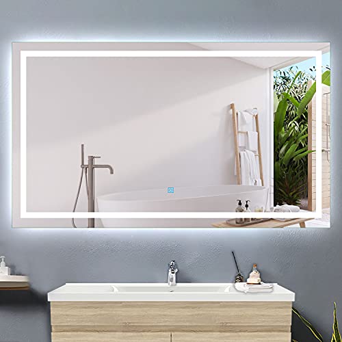 Acezanble Badezimmerspiegel mit Beleuchtung,Großer 160x80cm LED Badspiegel Rechteckiger Spiegel mit Touch Beschlagfrei Kaltweißes Licht,Wandspiegel Energiesparend IP44 von Acezanble