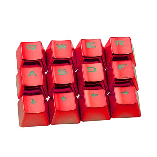 AchidistviQ Tastenkappen mit Hintergrundbeleuchtung für mechanische Gaming-Tastaturen, Metallfarben, Weinrot, 12 Stück von AchidistviQ