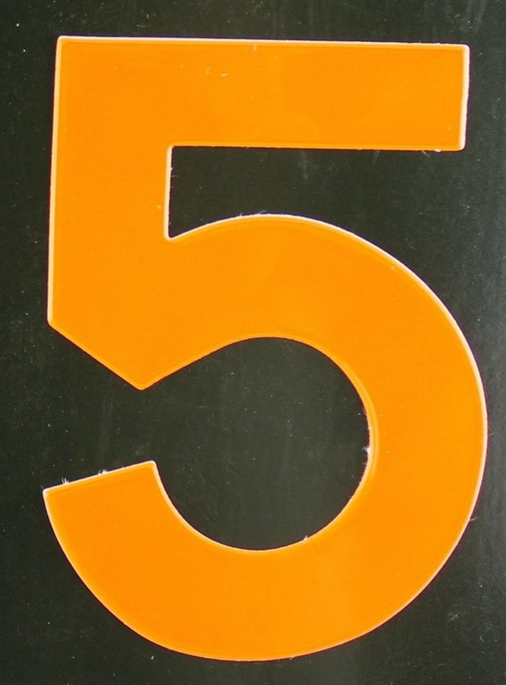 Aco Hausnummer Conacord Reflektierende Klebezahl 5 orange 80 mm 5 von Aco