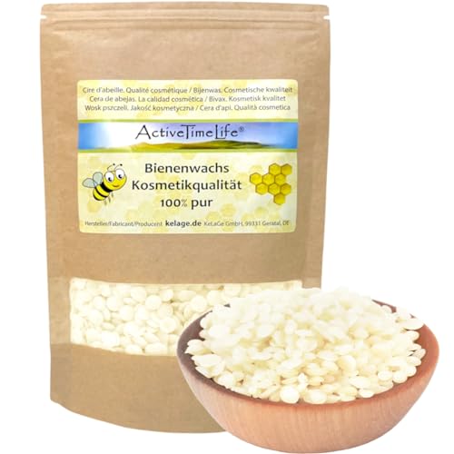 ActiveTimeLife® Bienenwachs Pastillen Bio weiß | Premium | 900 g ideal für Kosmetik Kerzen Cremes Salben Seifen Wachstücher - Das Original im praktischen Zip-Beutel von ActiveTimeLife