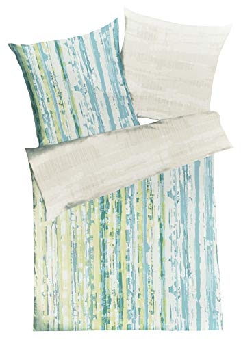 Kaeppel Bettwäsche Set aus Reiner Baumwolle in Mako Satin Qualität 135 x 200 cm / 155 x 220 cm (Grün-Blau, 135 x 200 cm) von Adam Kaeppel