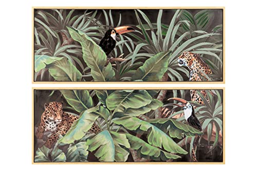 Adda Home Set mit 2 tropischen Bildern mit Rahmen, 80% handbemalt, 150 x 4 x 60 cm von Adda Home