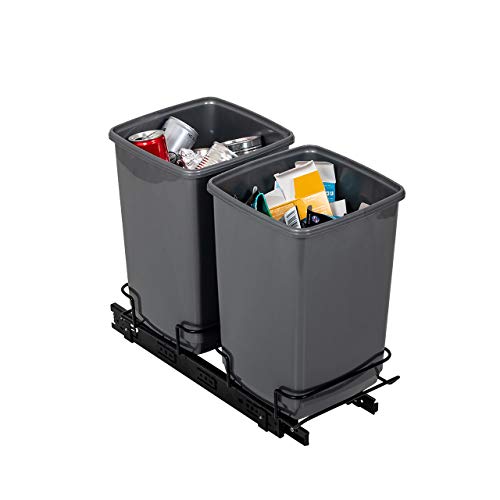 Addis Abfalleimer für den Schrank, 2 x 10 Liter, aus 100% recycelten Kunststoffbehältern, Hellgrau, Kunststoff, 20 Litre von Addis