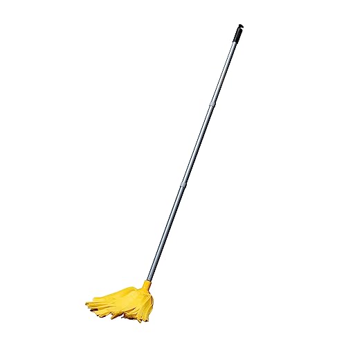 Addis Commercial Cleaning Cloth Strand mop Yellow Colour Coded & 3 Piece Easy Assemble Metal Handle, Yellow Colour Coded von Addis