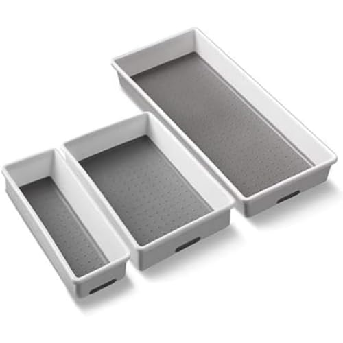Addis Premium Tidy Schublade weichem Boden Aufbewahrungsboxen, Plastik, weiß/grau, 18 x 40 x 7.5 cm von Addis