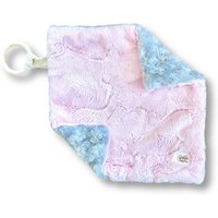 Mini Lovey-Grau Swirl & Pink Hide Blush Minky Lovey/Decke Mit Holzring Crinkle Binky Halter Schnuller von AdelsQuiltShop