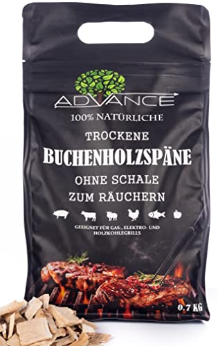 Advance Räucherchips Räuchern Grillen Barbecue Raucharoma Räucherholz Für Grill Smoker Gasgrill Und Elektrogrill Zum BBQ 700 g Räuchern Von Fleisch (Buche) von Advance