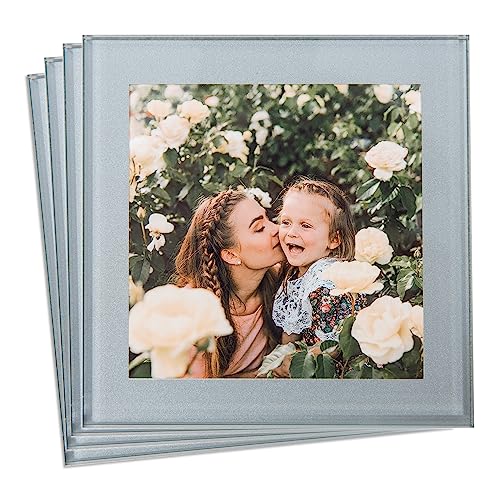 Personalisierte Untersetzer, 4er-Set, Premium-Glas-Foto-Untersetzer (Silber) – ideal oder Heimdekoration von Adventa