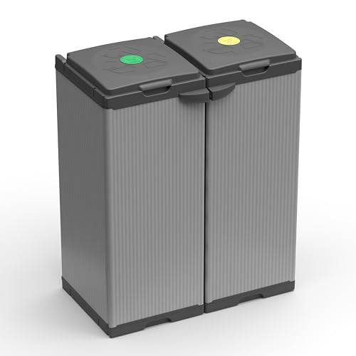 Adventa: Schrank für Mülltrennung aus Kunststoff, einfach zu montieren, modulares System, geeignet für Müllsäcke von 80 – 110 l, robust, für Innen- und Außenbereiche, 68 x 38 x 87 cm von Adventa