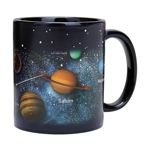 Voarge Aestm Tassen Farbwechsel Kaffeetasse Trinkbecher Geschenke Sonnensystem Keramische Wärmeempfindliche Tasse Thermoeffekt Kaffeetasse, 330 ml Sternhimmel von Voarge