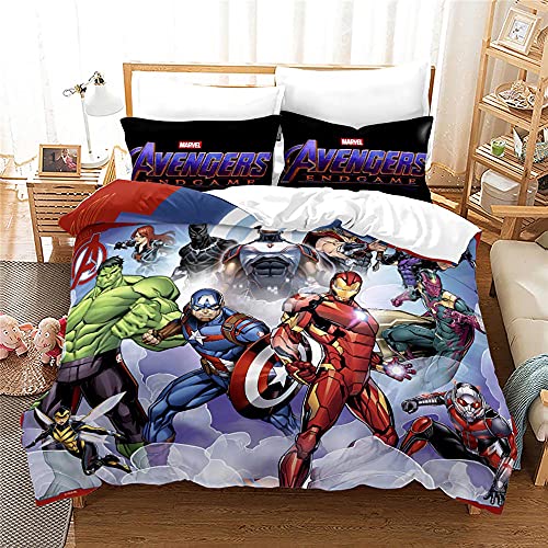 Agmdno Bettwaren-Sets Für Kinder Avengers,kinderbettwäsche,Mikrofaser Bettwäsche 135x200 cm + Kissenbezug 80x80 cm-Bettbezüge 2 Teilig (A4,200x200cm+80x80cmx2) von Agmdno