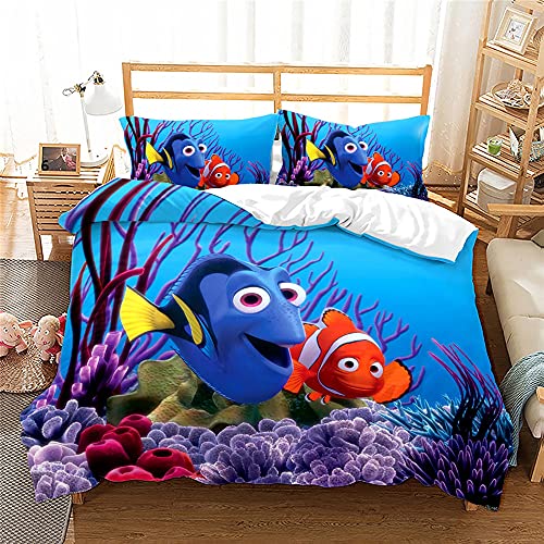 Agmdno Finding Nemo Bettwäsche-Set,Clownfish Bettbezug-Set,KindBettwäsche,Bettbezug 135 X 200 cm, Kopfkissenbezug 80 X 80 cm (A02,135x200cm+80x80cmx1) von Agmdno