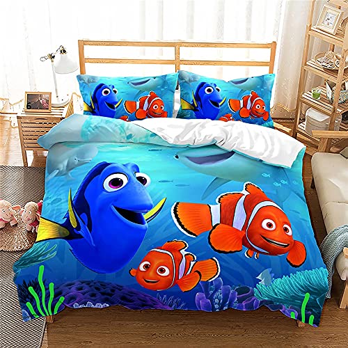 Agmdno Finding Nemo Bettwäsche-Set,Clownfish Bettbezug-Set,KindBettwäsche,Bettbezug 135 X 200 cm, Kopfkissenbezug 80 X 80 cm (A05,135x200cm+80x80cmx1) von Agmdno