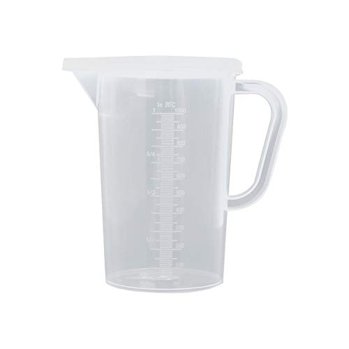 Agoky Kunststoff Wasserkrug 1L 2L Wasserkanne Plastik Wasserkaraffe Transparent Krug Messbecher BPA-frei Küchenwerkzeuge Transparent B 1L von Agoky