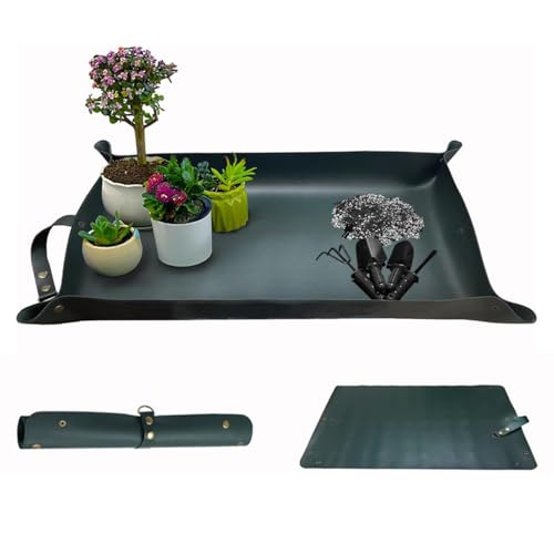 Agrdeed pflanzmatte,wasserdichte Gartenmatte Pflanzmatte,60 * 30cm Faltbare Umtopfmatte Pflanzen, Gelb Pflanzunterlage für Sämling, Umtopf, Sukkulenten 2pcs (Green) von Agrdeed