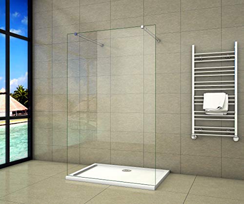 Aica Sanitär Freistehende Duschwand Walk In Dusche 157cm Duschabtrennung 10mm NANO Glas Duschtrennwand 200cm Höhe von Aica Sanitär