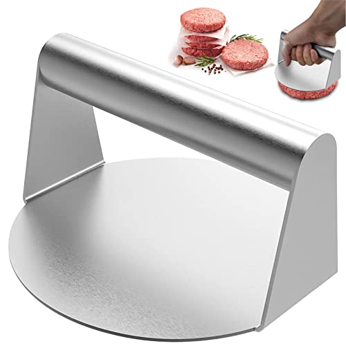 Aicharynic Burgerpresse, Edelstahl Smash Burger Press 5,5 Zoll Round Edelstahl Grillpresse Burger Pattie Presse Burger Smasher für Leckere Hamburger Patties BBQ Hamburgerpresse Leicht zu Reinigen von Aicharynic