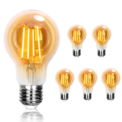 Aigostar Edison Vintage Lampe E27 Filament 8W (Ersetzt 57W), 2200K Warmweiß, 750 Lumen, Vintage LED Glühbirne A60, Abstrahlwinkel 330°, Nicht Dimmbar, 5 Stück von Aigostar
