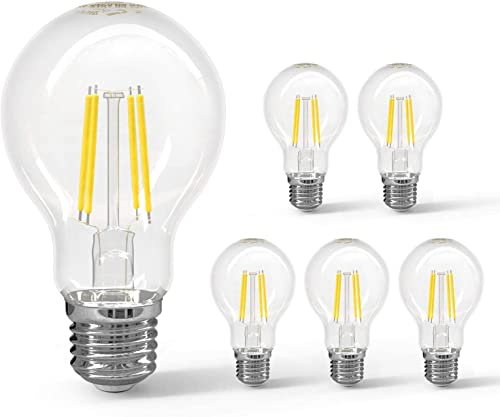 Aigostar LED E27 Vintage Glühbirne 4W (Ersetzt 42W), 500 Lm, Kaltweiß 6500K, Abstrahlwinkel 330°, A60 Edison Lampe Filament Retro Transparent Flimmerfrei, 5 Stück von Aigostar