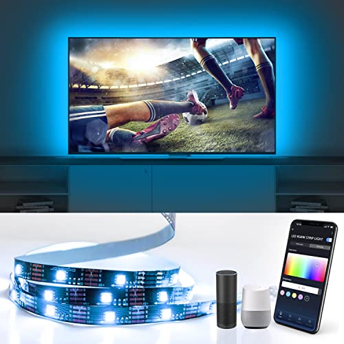 Aigostar TV Beleuchtung Alexa 2 m, RGB WiFi LED TV Backlight with 28-Button IR Fernbedienung for 32-60 Inch TV and PC, Compatible with Alexa/Google Home, Musik Sync, 16 Million Colours von Aigostar