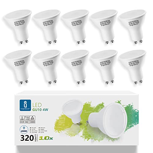 Aigostar LED Leuchtmittel GU10 4W Kaltweiß, Glühbirnen 320lm 6500K 230V Abstrahlwinkel 120-160 Grad, Lampe Strahler Flimmerfrei nicht Dimmbar Reflektorlampe 10er-Pack von Aigostar