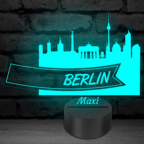 Aina Berlin Skyline Geschenke Fanartikel mit Namen Gravur 3D LED Lampe von Aina