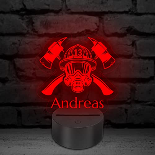 Aina Feuerwehr Design Geschenk mit Namen Gravur LED Lampe von Aina