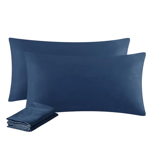 Aisbo Kissenbezug 40 x 80 2er Set - Kopfkissenbezug 40x80 Blau mit Reißverschluss aus Mikrofaser Weich, 40x80cm Pillow Cover von Aisbo