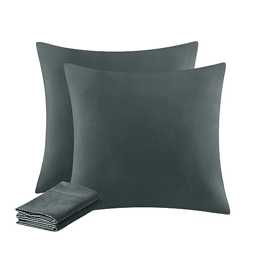 Aisbo Kissenbezug 80x80 2er Set - Kopfkissenbezug 80 x 80 Anthrazit mit Reißverschluss aus Mikrofaser Weich, 80x80cm Pillow Cover von Aisbo