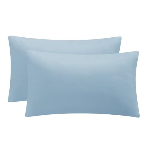 Aisbo Kissenbezug 50x80 2er Set - Kopfkissenbezug 50 x 80 Hellblau mit Hotelverschluss aus Mikrofaser Weich, 50x80cm Pillow Cover von Aisbo