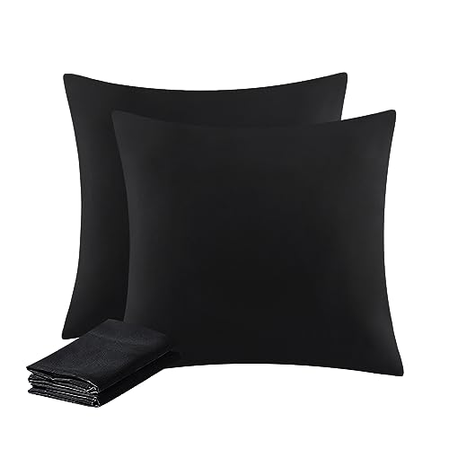Aisbo Kissenbezug 80x80 2er Set - Kopfkissenbezug 80 x 80 Schwarz mit Reißverschluss aus Mikrofaser Weich, 80x80cm Pillow Cover von Aisbo