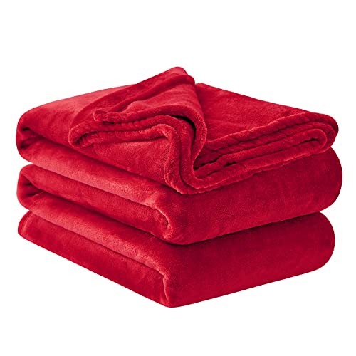 Aisbo Kuscheldecke Flauschig Decke Rot - Fleecedecke 220x240 cm XXL Große Warme Couchdecke, Kuschlige Wohndecke Weich als Sofaüberwurf Blanket Sofadecke Bett für Winter von Aisbo