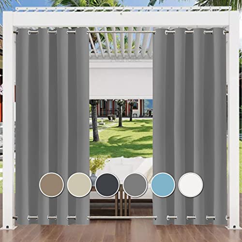 Aiyaoo Outdoor Vorhang Kurz 90x285cm (1 Stück), UV Schutz Winddicht Blickdicht Vorhang Innen und Außen Gardinen für Garten Hof Balkon, Grau von Aiyaoo