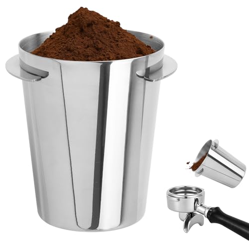 Aiyomi Kaffee Siebträger Dosierbecher Edelstahl Kaffee Dosierbecher 58mm Kaffeepulver Empfangstasse Dosing Cup Kaffeedosierbecher Pulverzuführungsteil für Espressomaschine, DIY-Werkzeuge, Silber von Aiyomi